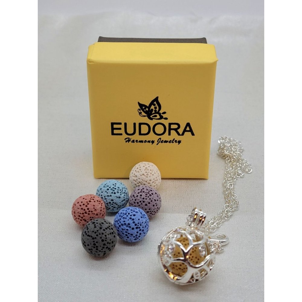 Eudora Silver Plated- Lava Ball Aromatherapy Necklace